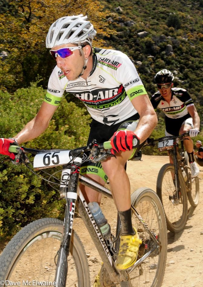 Jeremiah Bishop (Sho-Air/ Cannondale) approaching the top of the climb with teammate Max Plaxton