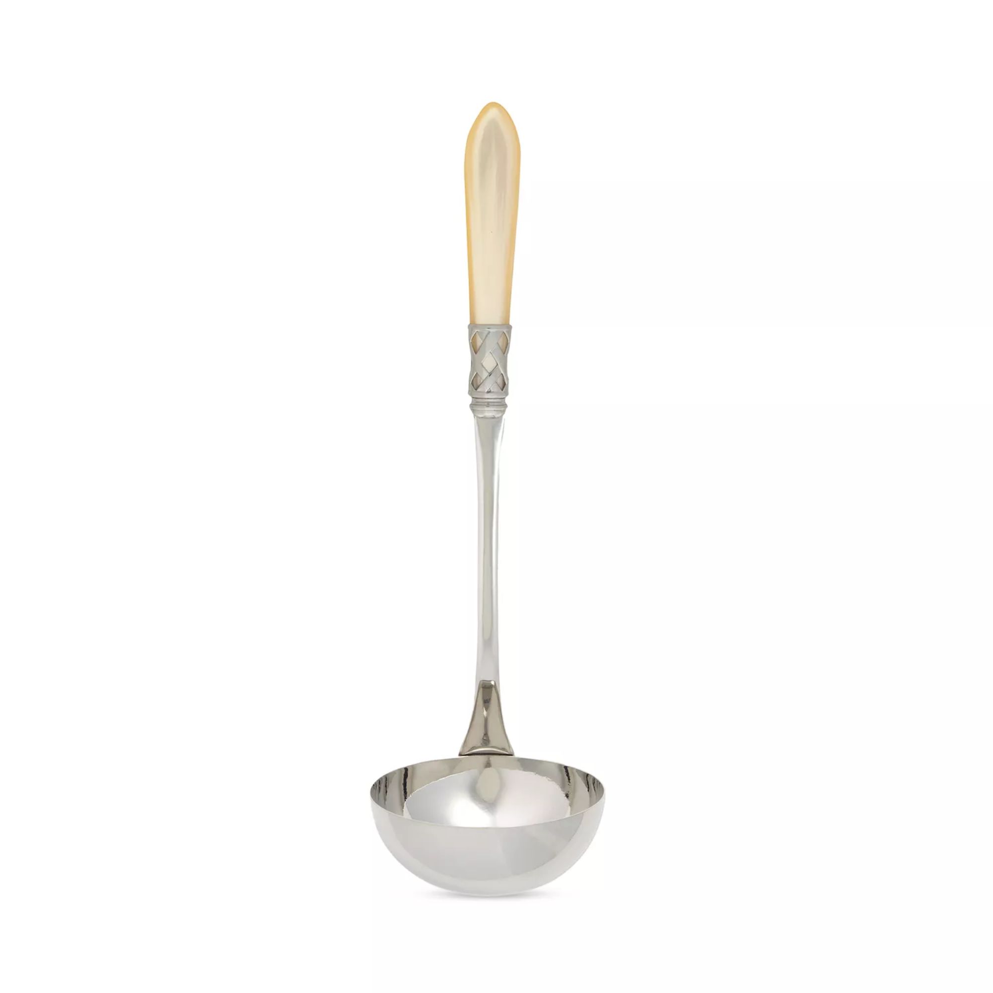 Silver soup ladle with ivory handle