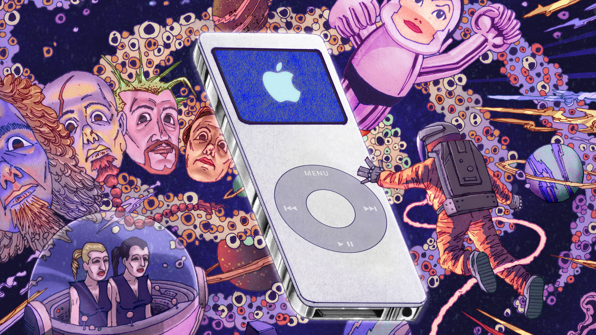 iPod Nano on a chaotic Y2k inspired background