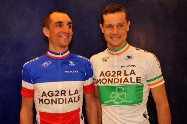 Dimitri Champion (l) and Nicolas Roche.