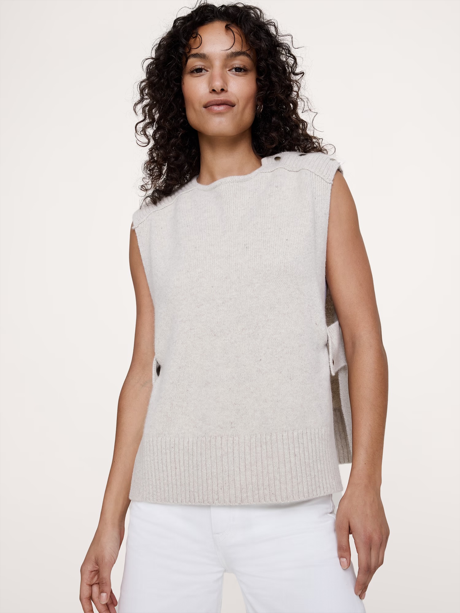 Banana Republic, Wool-Cashmere Side-Snap Sweater Vest