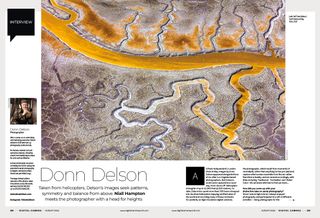 Photo of first two pages of the main interview, with aerial photographer Donn Delson, in the August 2024 issue of Digital Camera magazine