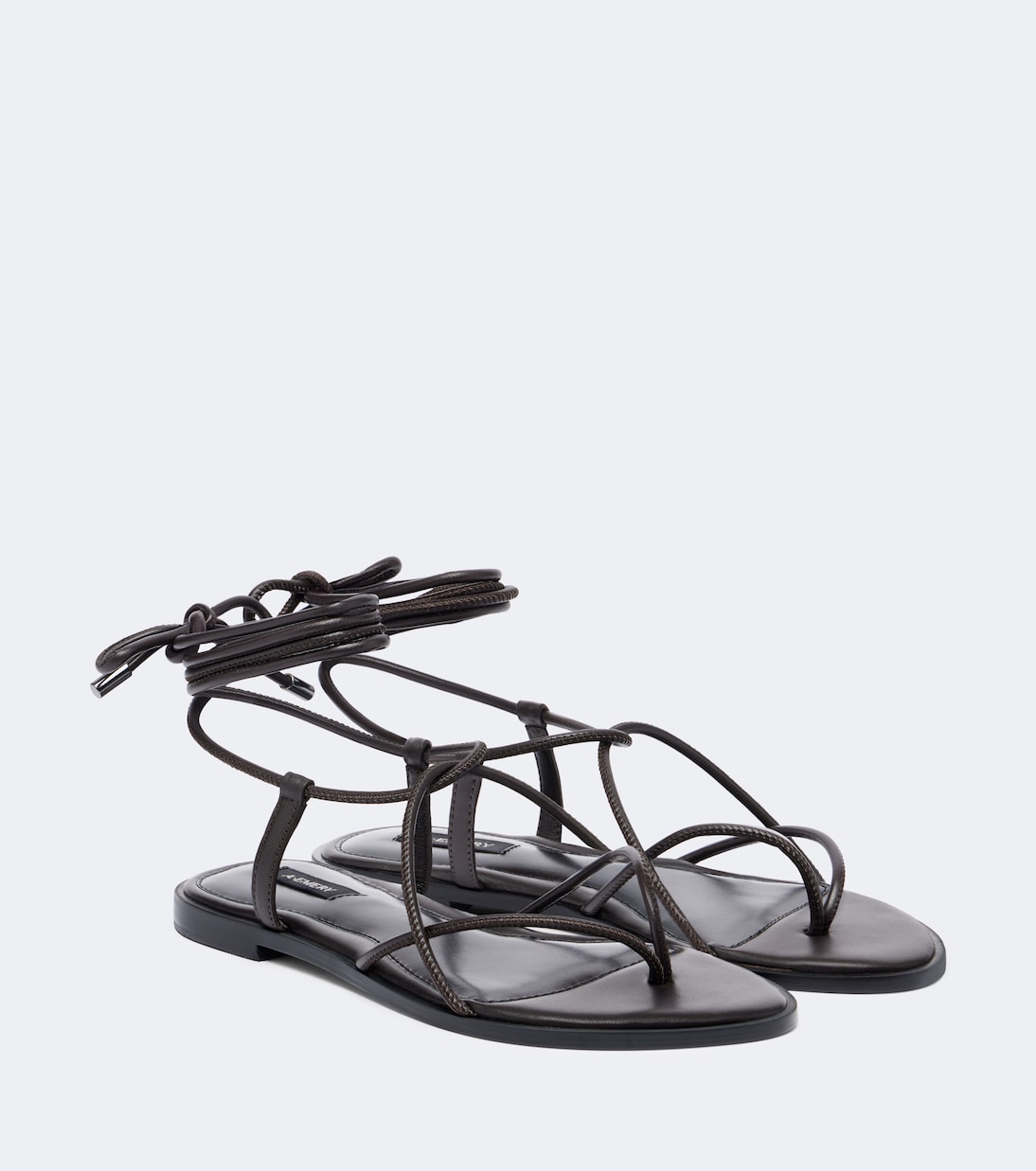 Odine Leather Thong Sandals in Brown - a Emery