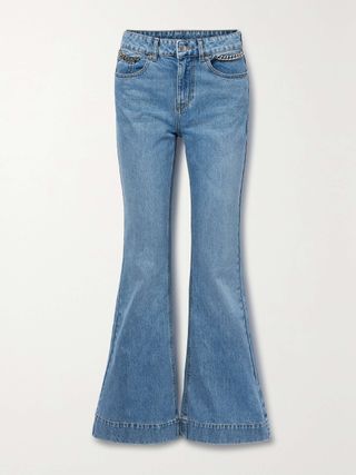 + Net Sustain Iconic Chain-Embellished High-Rise Flared Jeans