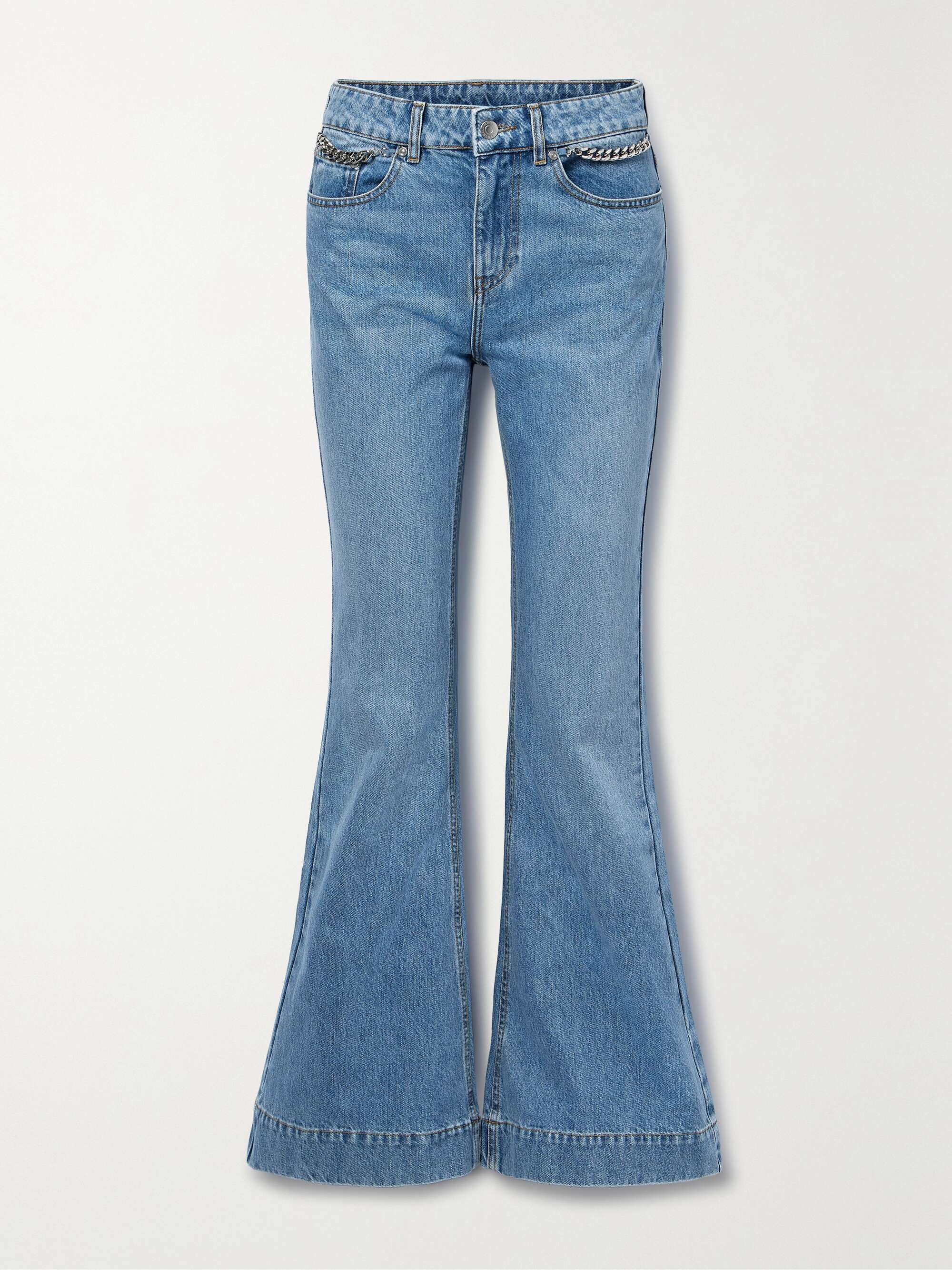 + Net Sustain Iconic Chain-Embellished High-Rise Flared Jeans