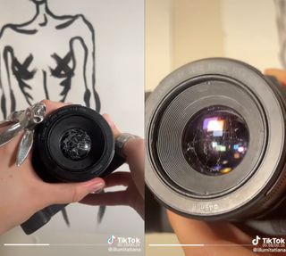 TikToker smashes lens with hammer and rocks