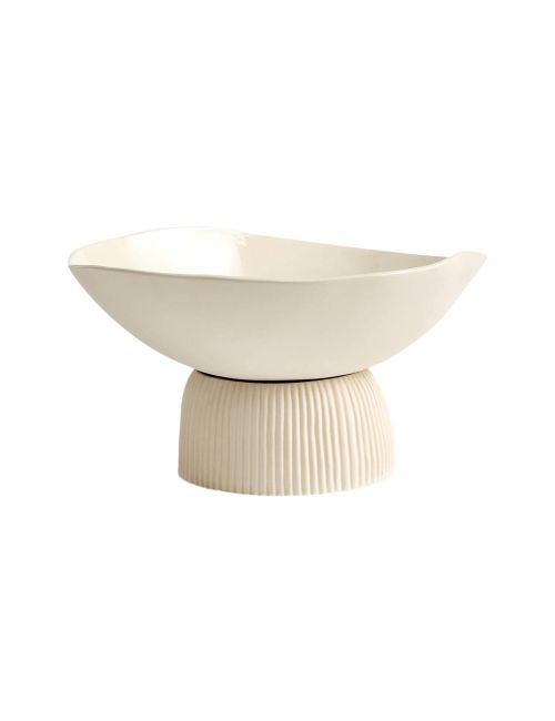 Curvy Ribbed Cream Decorative Bowl by Cym Warkov