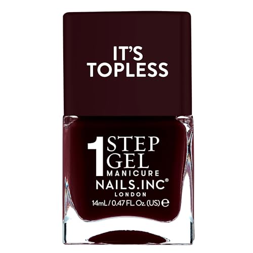 Nails Inc It's Topless Gel-Like Nail Polish, 4-In-1 Base Coat, Treatment, Color, Top Coat, Long Lasting, Strong, Chip Free Nails, Glossy Salon Quality Manicure, Air Dry Nail Polish, Billie, 0.47 Fl Oz