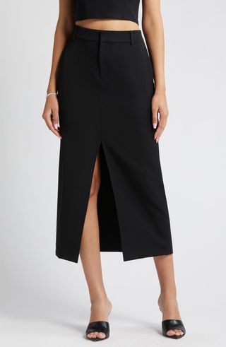 Suited Midi Column Skirt