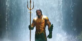 Arthur Curry assuming his role as Atlantis' true king after obtaining the trident in Aquaman