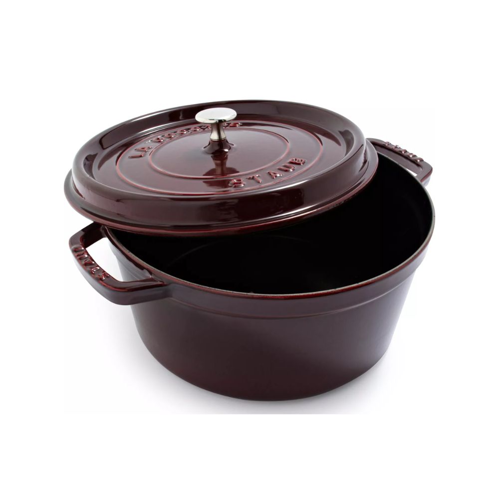 Deep red Staub Dutch oven
