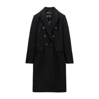 black zara double breasted wool coat