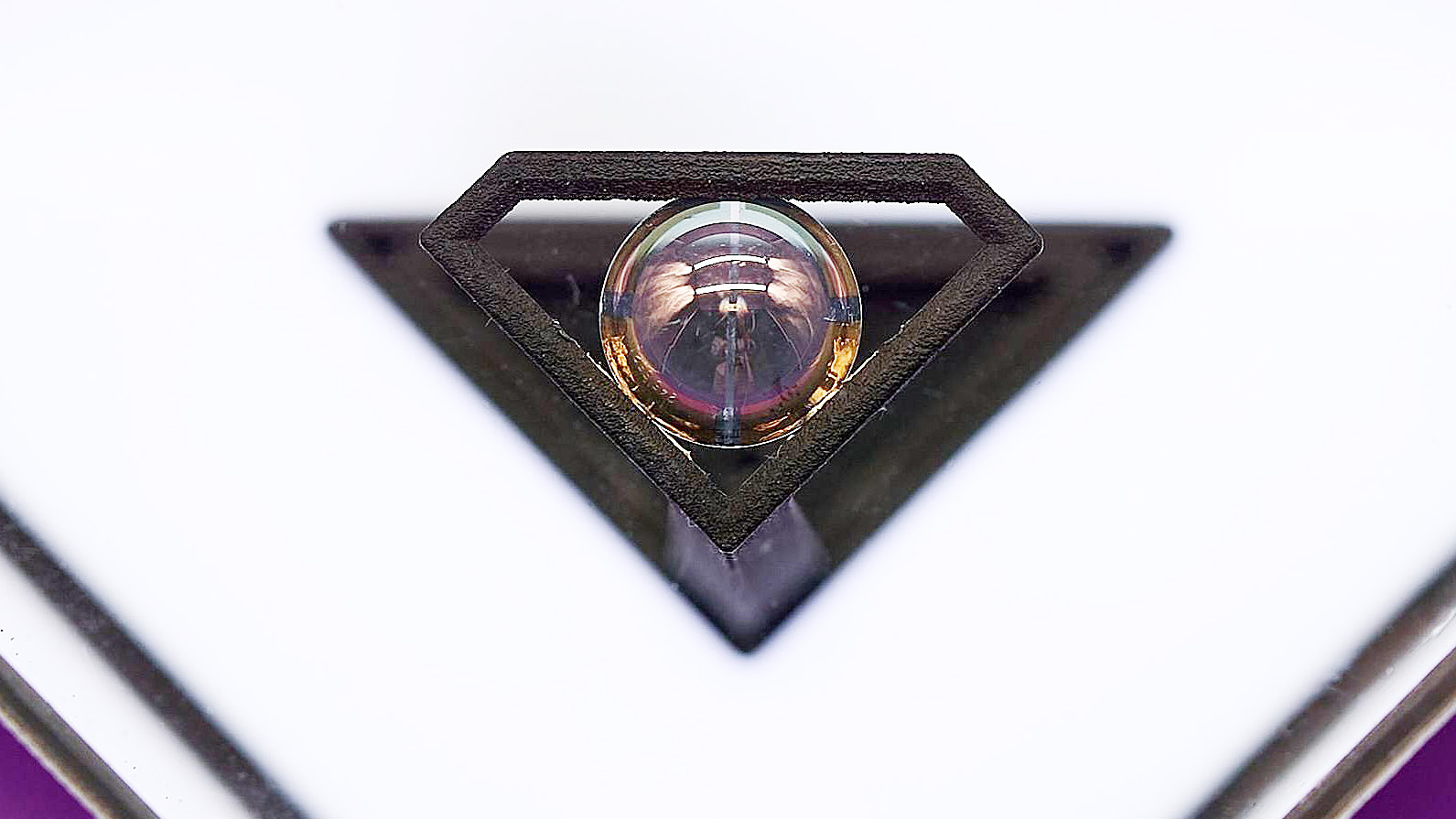 Close-up of an Xpanceo smart contact lens prototype