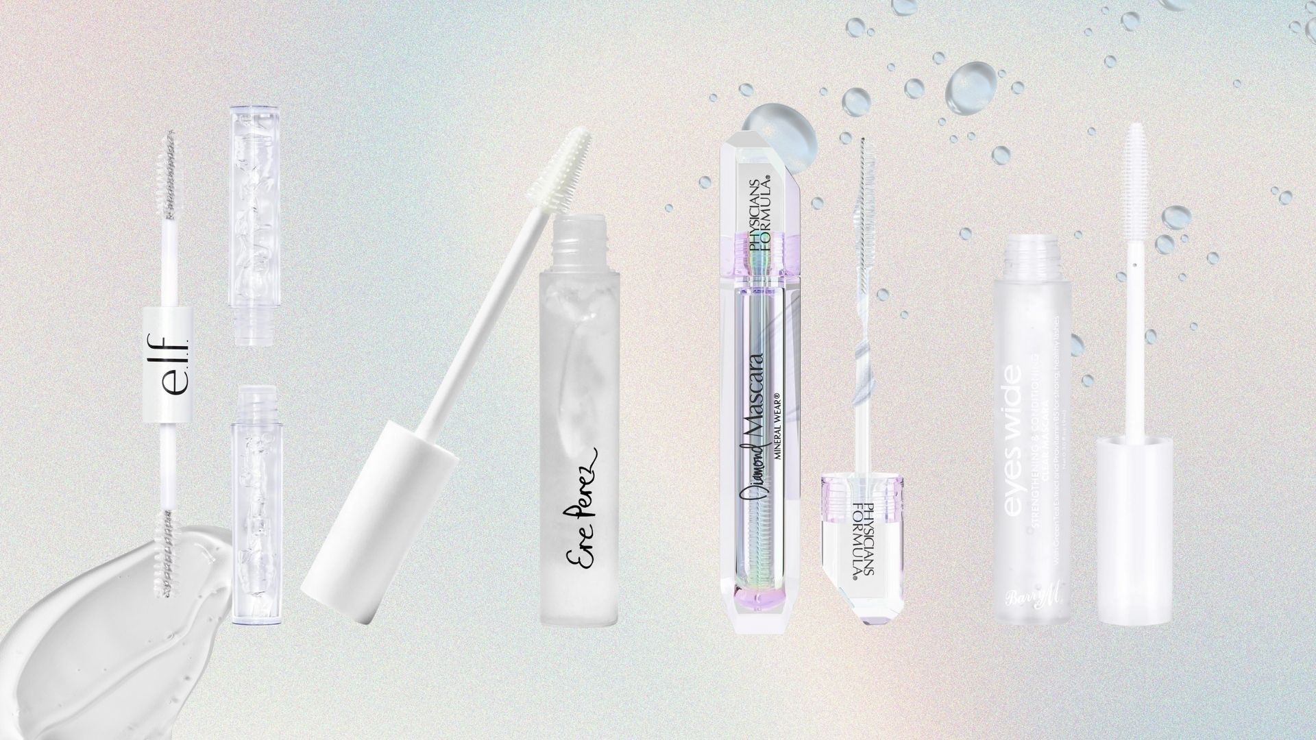 clear mascaras from e.l.f., Ere Perez, Physician's Formula and Barry M