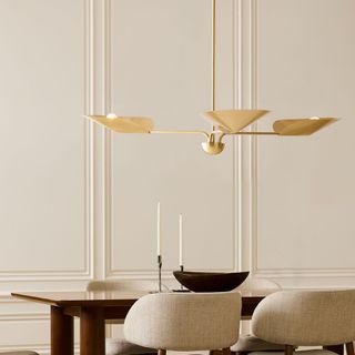 Gold contemporary chandelier with bulbs 