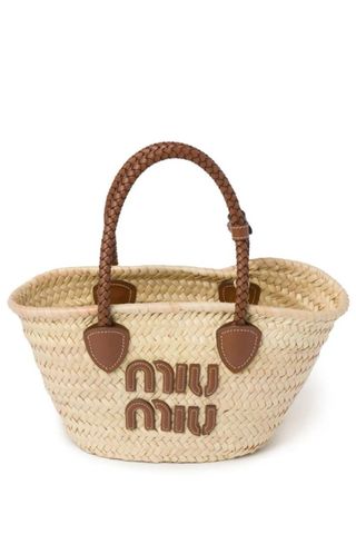 Miu Miu woven straw tote bag