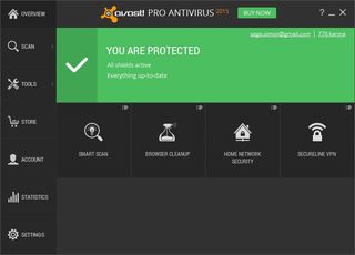 Avast antivirus main window