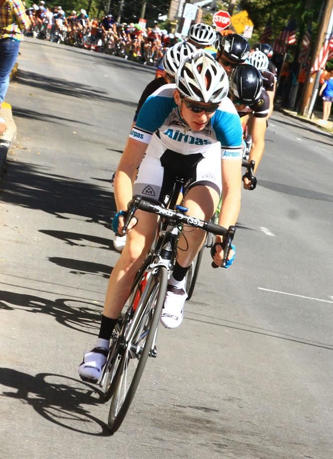 Justin Munch (Airgas Cycling) leads a small breakaway