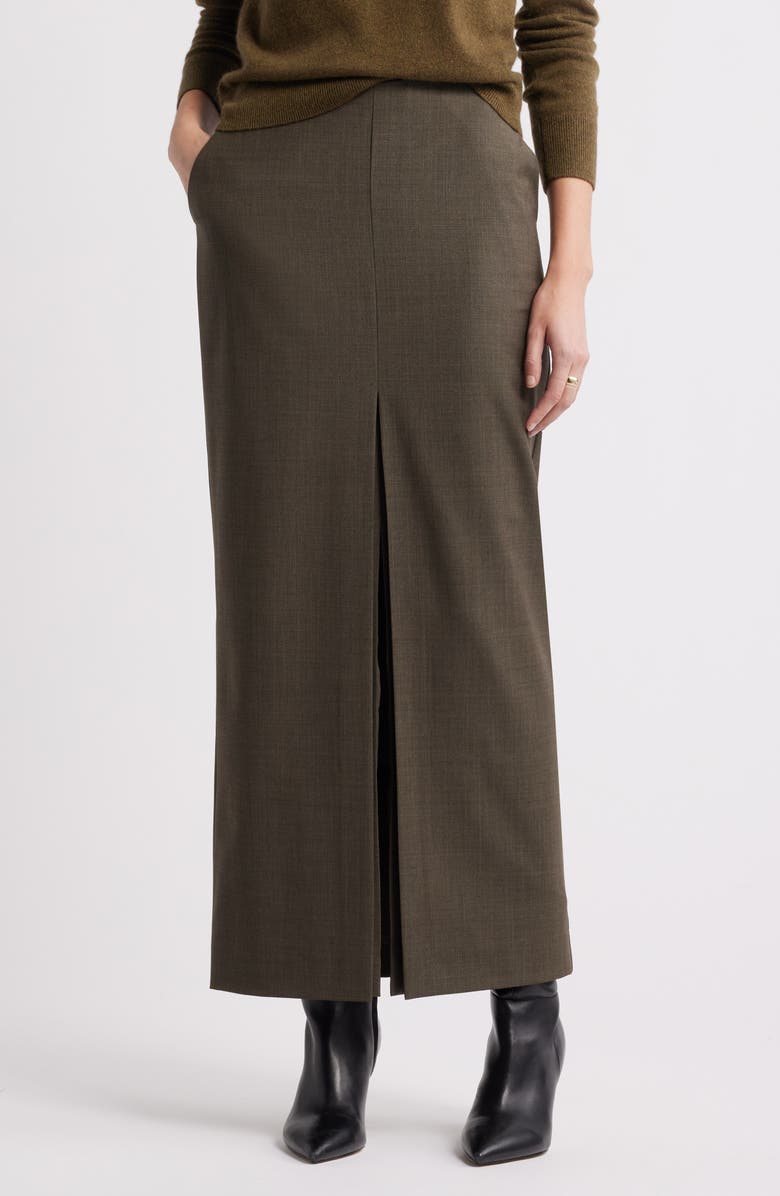 Wool Blend Maxi Pencil Skirt