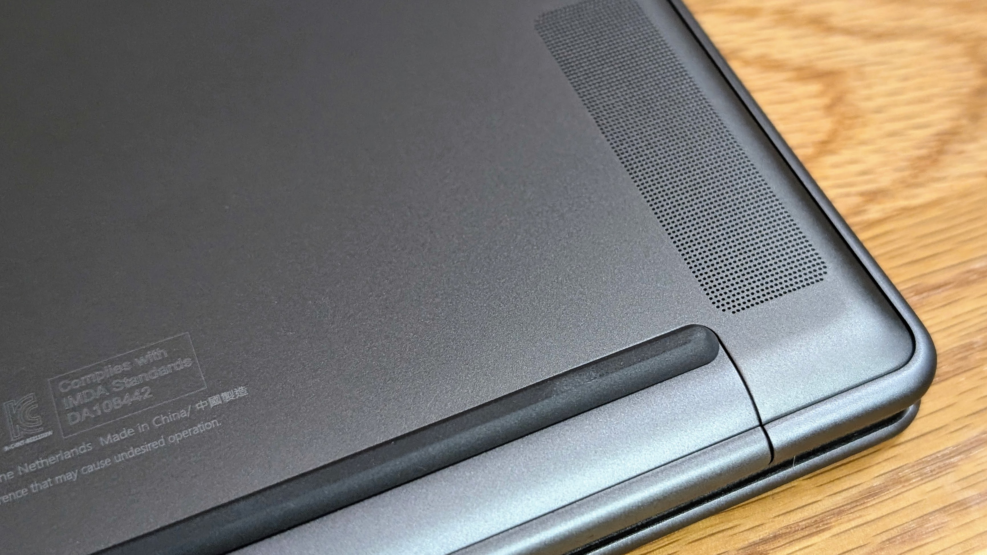 MSI Prestige 14 AI+ underside rubber feet close up