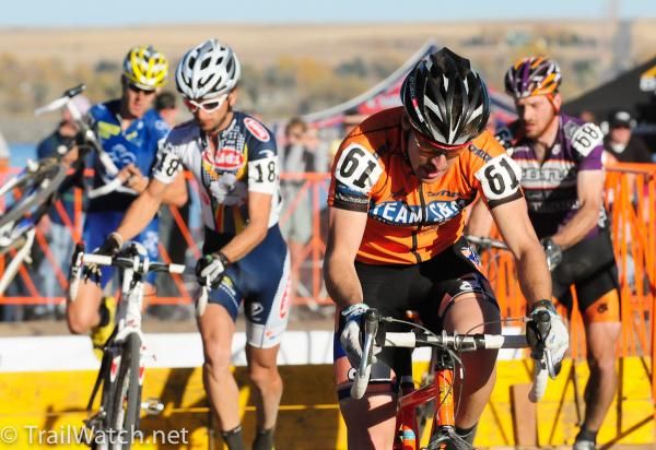 Spencer Paxson (Rocky Mounts) leads a group over the barriers