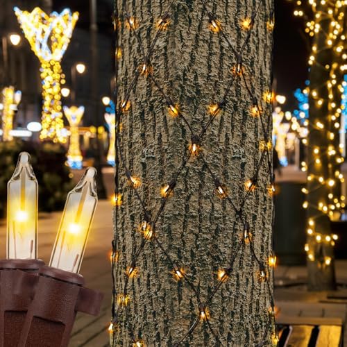Vihose 1 Pcs Tree Trunk Wrap Christmas Lights 10 X 2 Ft, Warm White
