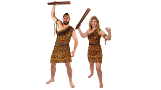 Caveman and woman Halloween couple costumes