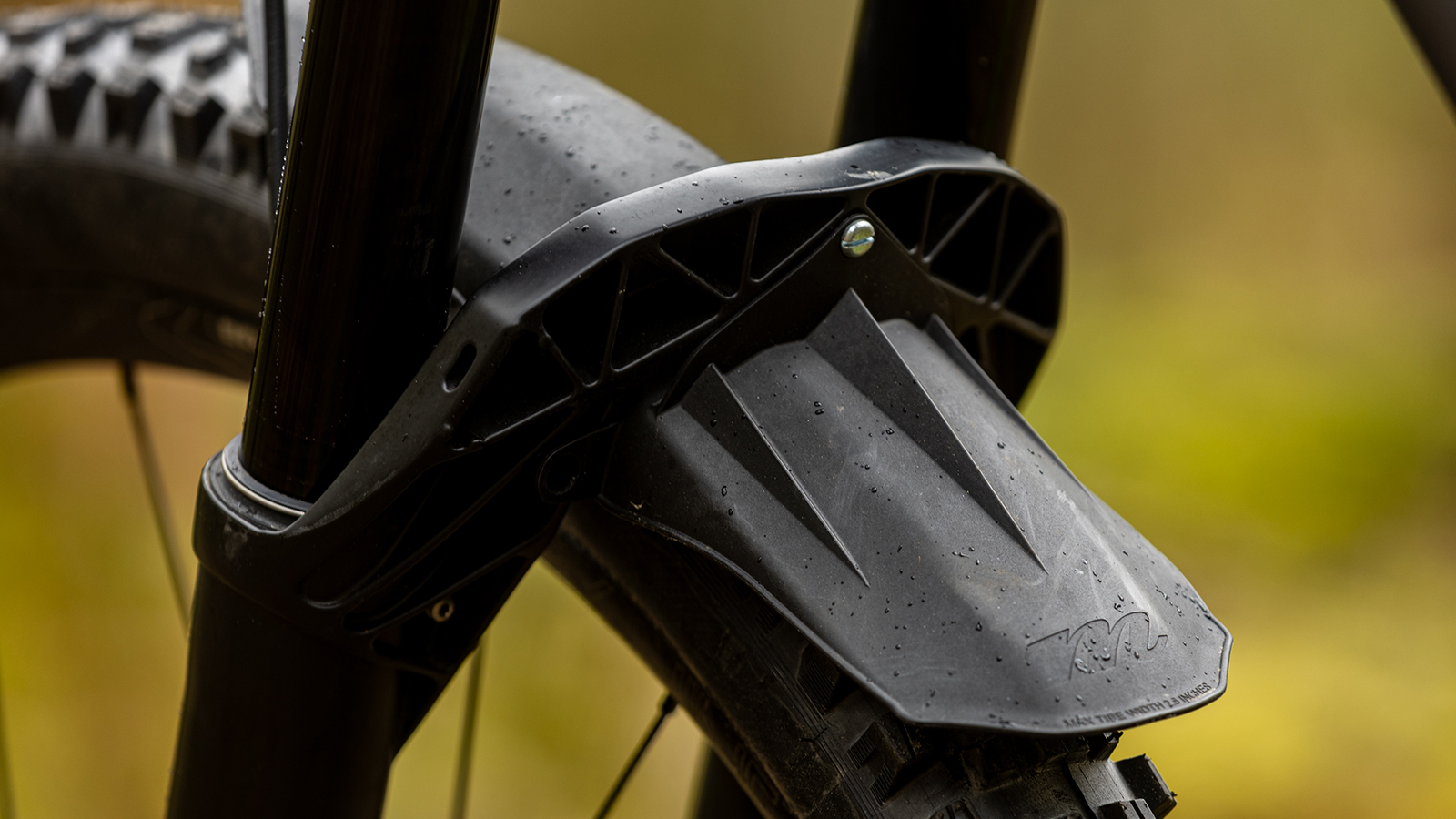 Close up of Manitou Mezzer Pro bike fork on bike