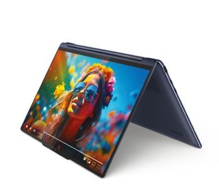 Convertible chassis of the Lenovo Yoga 9i 2-in-1 Gen 9 folded for viewing pleasure