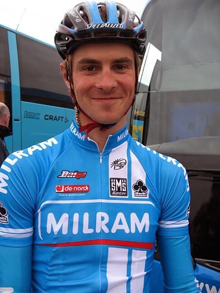 Volodymyr Dyudya (Milram) starting in his first Gent-Wevelgem.