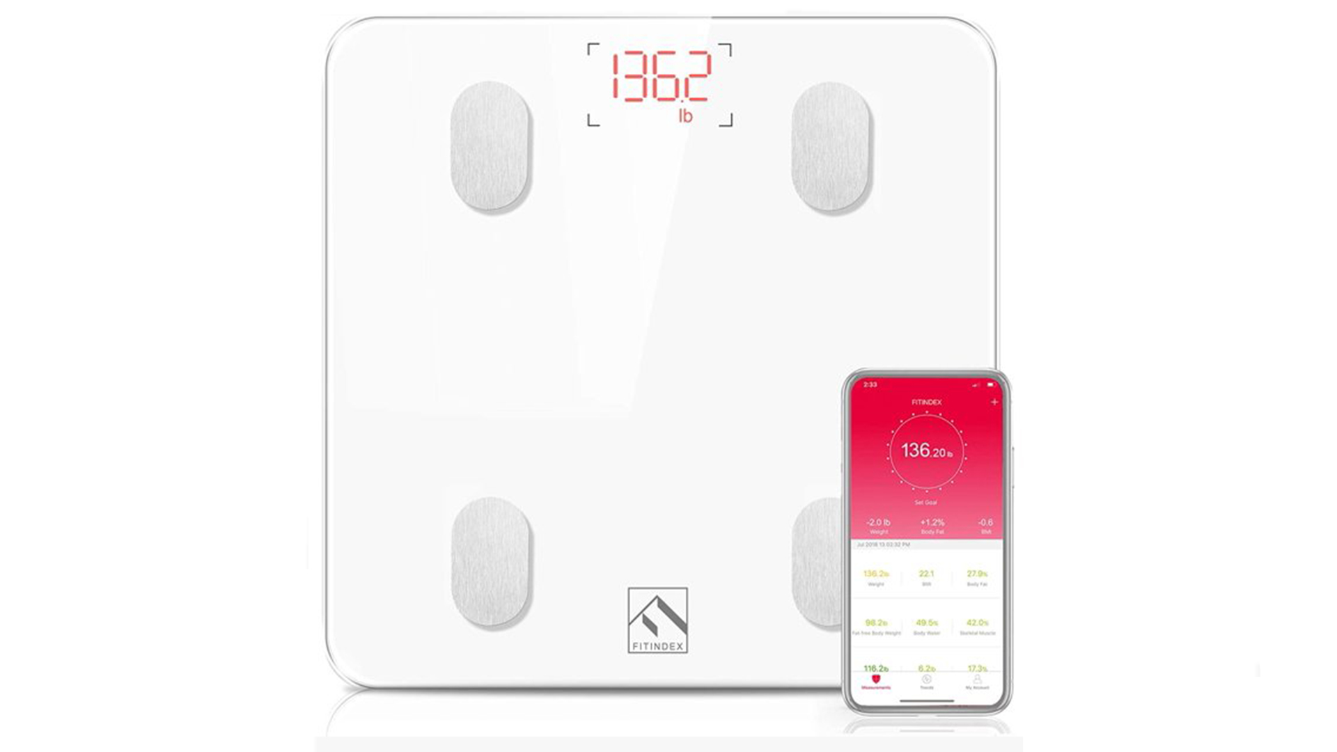 FitIndex Bluetooth Body Fat Scale, Smart Digital Scale