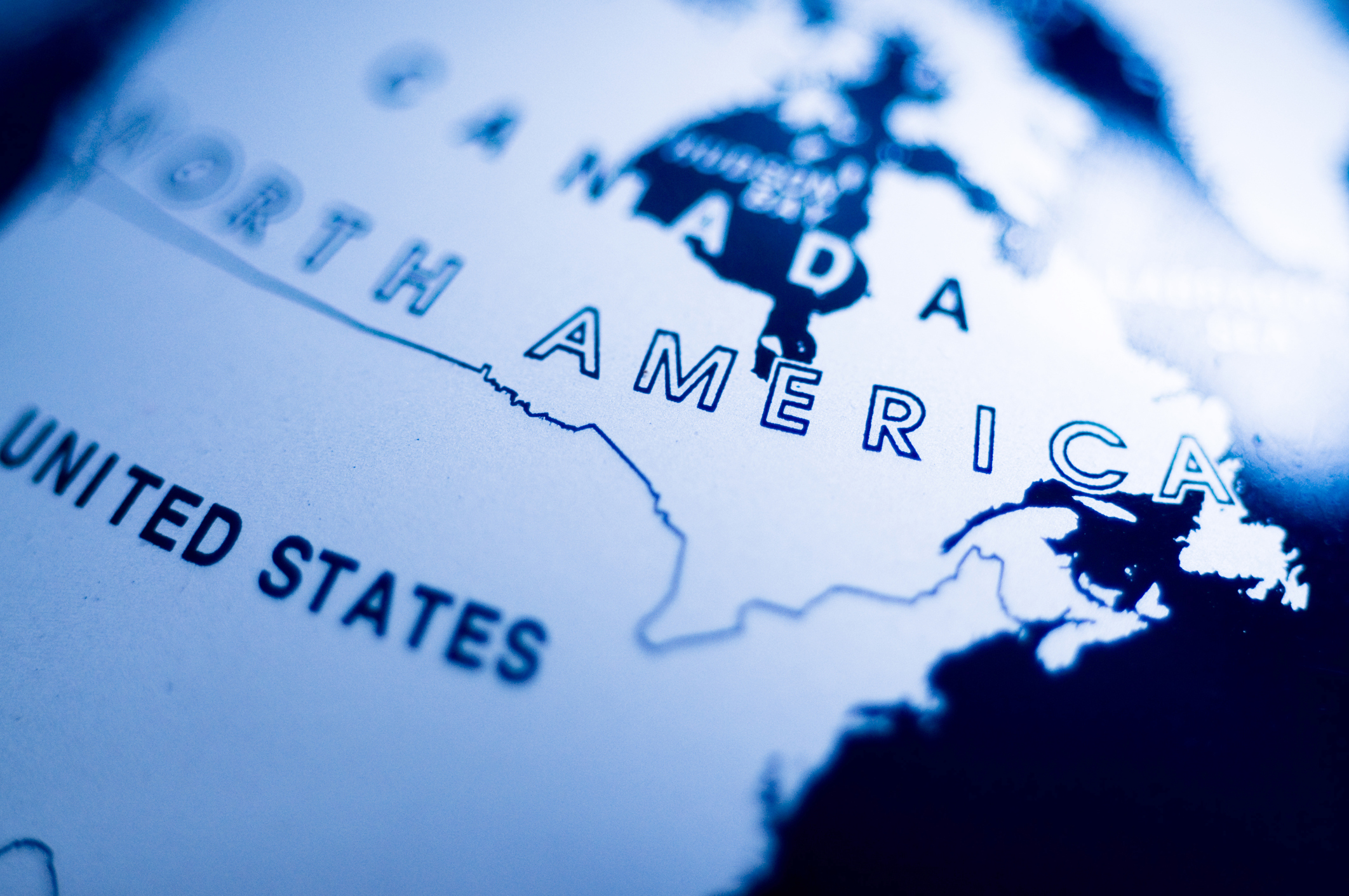 US map on a blue globe