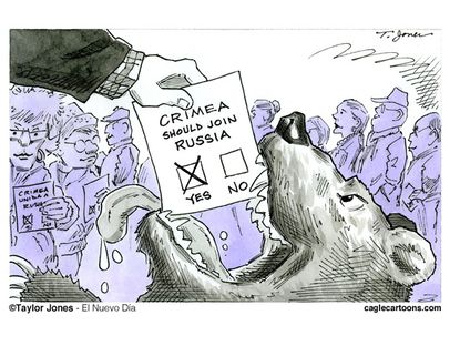 Political cartoon Crimea referendum Russia