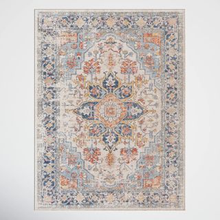 morroccan style blue red and yellow outdoor rug