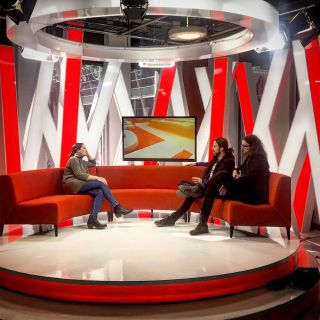 Toronto: Press and promo in Toronto! Here are Jer and Marv on the set of Etalk. This was a really early morning.
