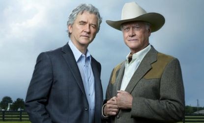 Original "Dallas" cast members Patrick Duffy (left) and Larry Hagman (right) reprise their rolls in TNT's remake of the family drama that previews Monday night.