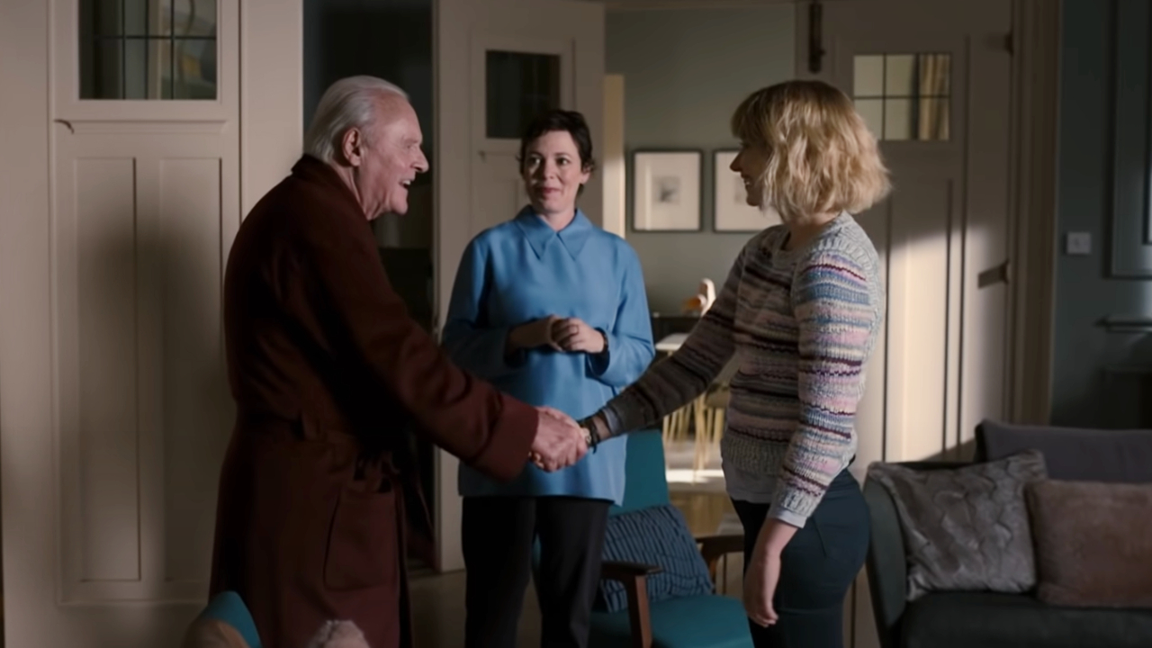 Anthony Hopkins, Olivia Colman and Imogen Potts in The Father