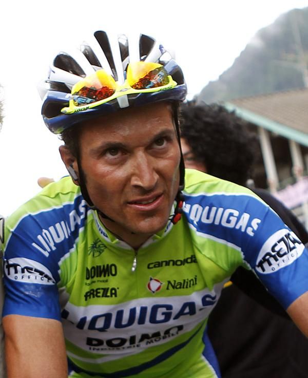 Ivan Basso (Liquigas - Doimo) at the finish line in Aprica.