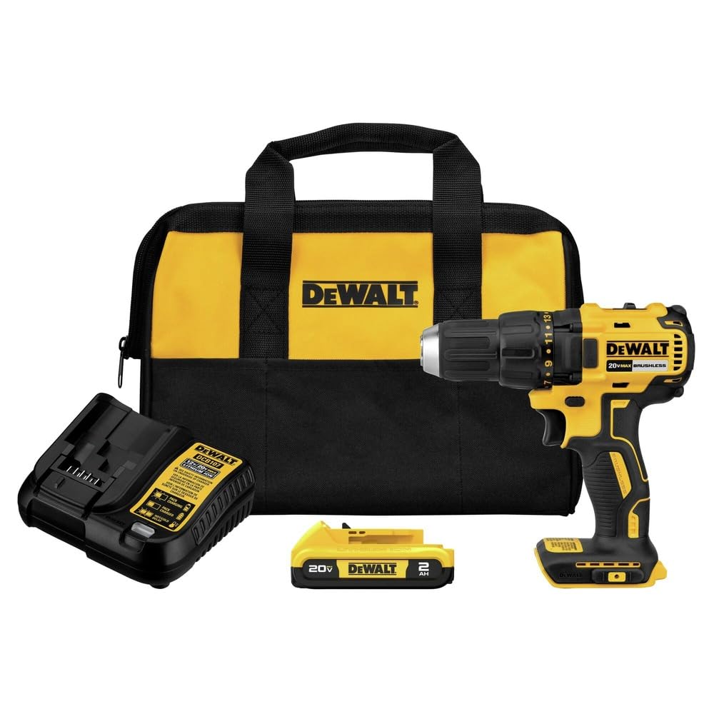 Dewalt 20v Max Cordless Drill Driver, 1/2 Inch, 2 Speed, Xr 2.0 Ah Battery and Charger Included (dcd777d1)