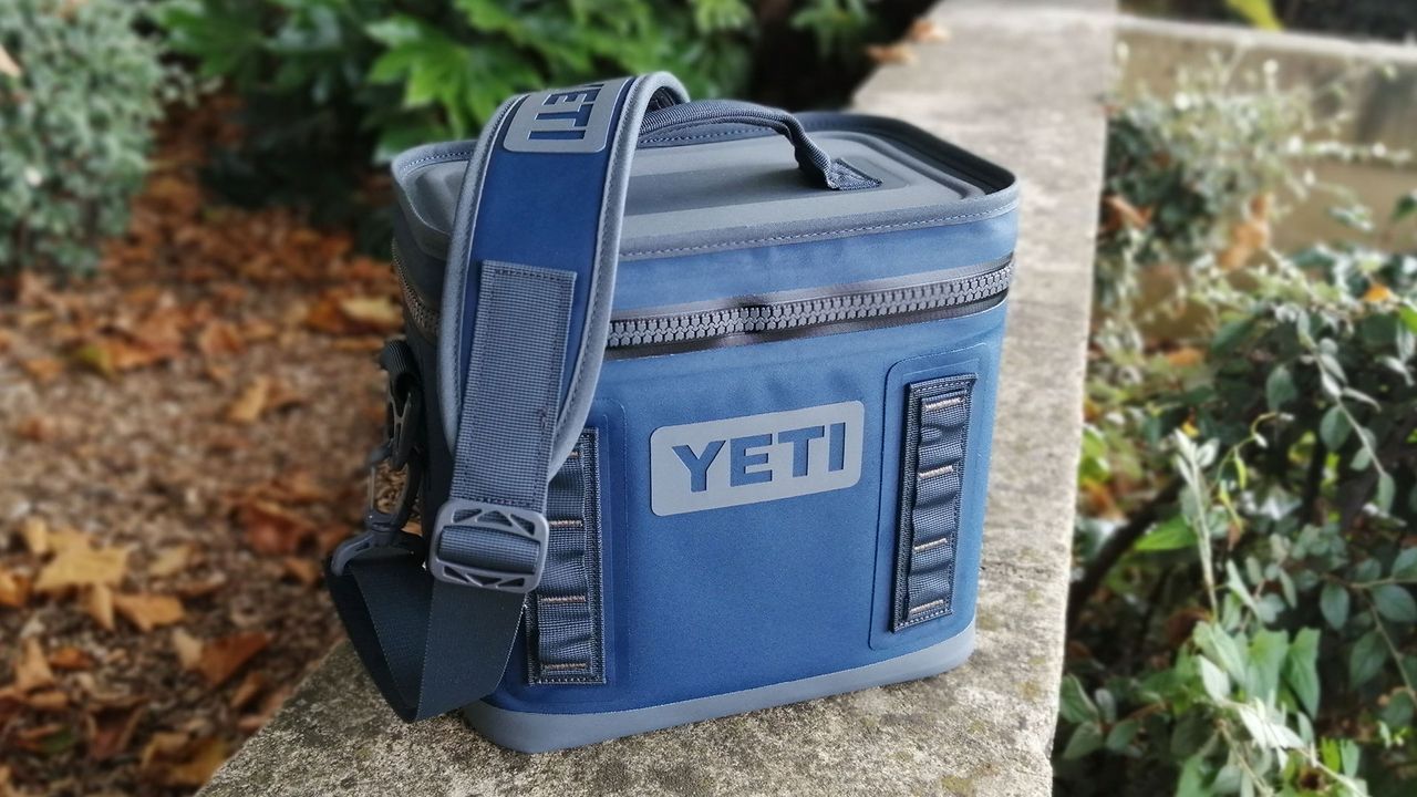 Yeti Hopper Flip soft cool bag outdoors on a wall