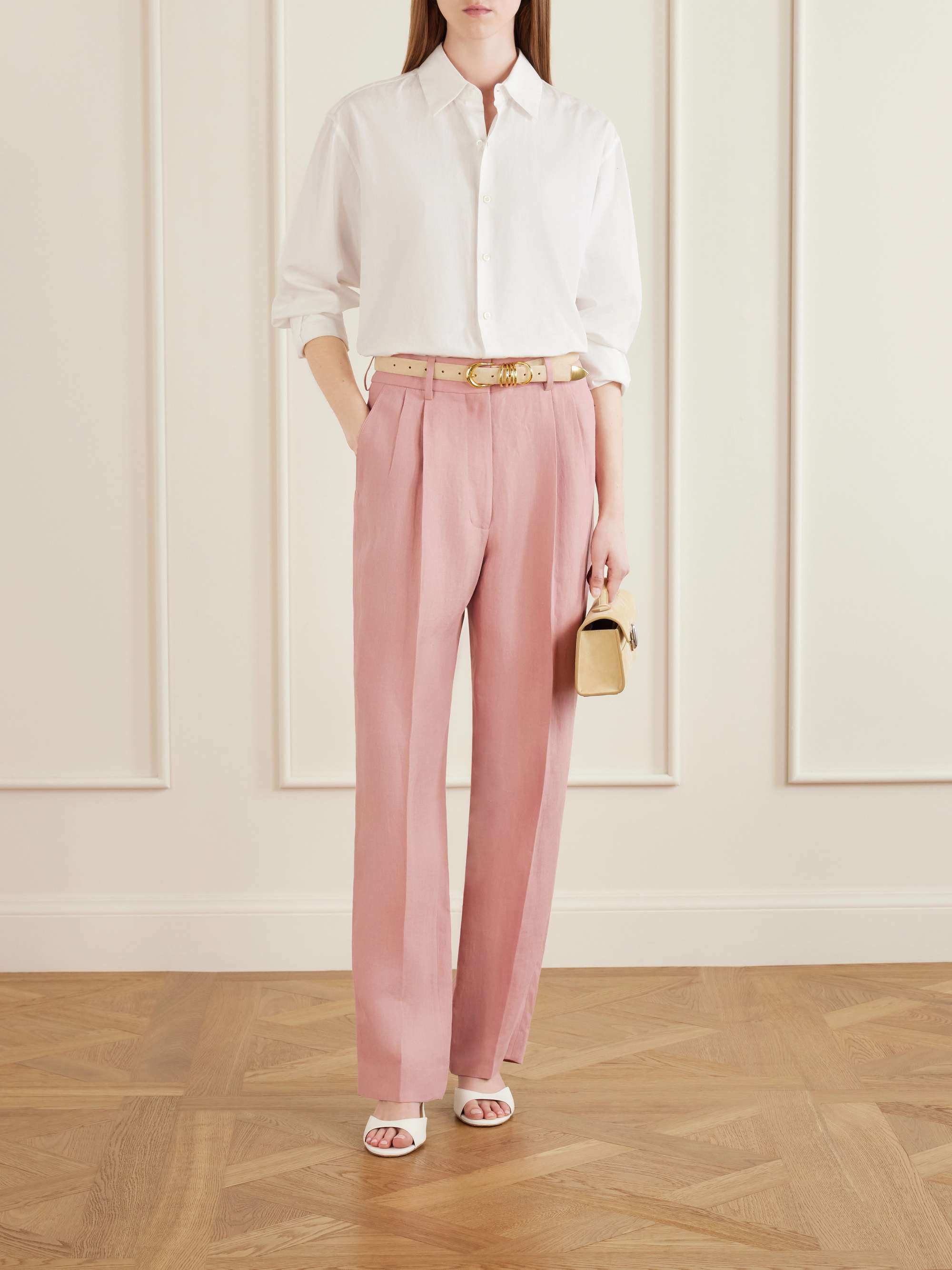 Sun Fox Pleated Linen Straight-Leg Pants