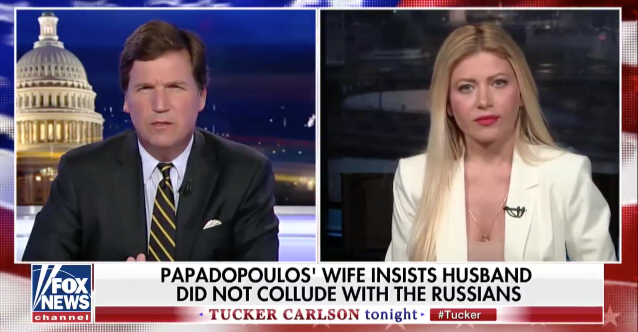 Tucker Carlson and Simona Mangiante Papadopoulos. 