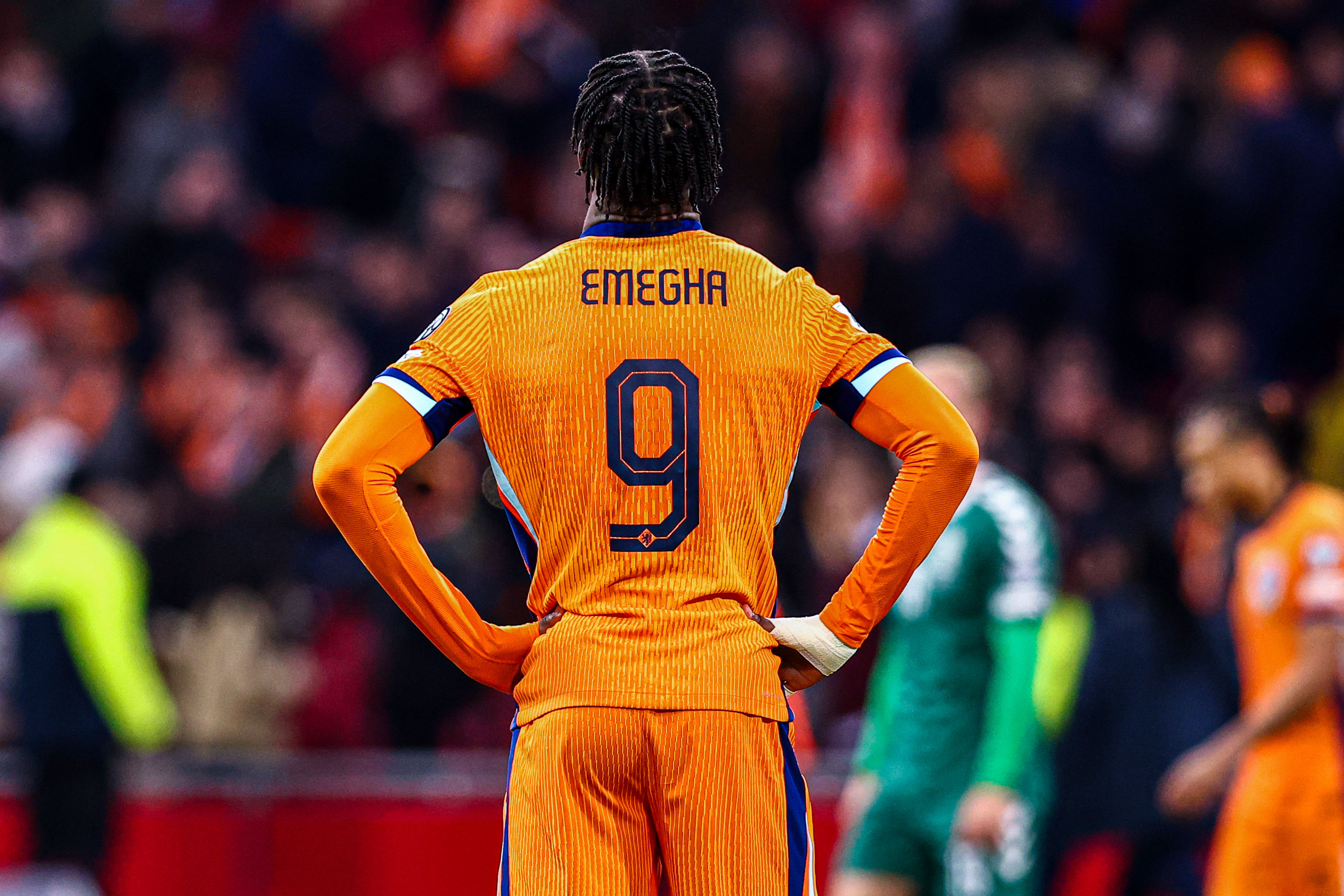 AMSTERDAM, NETHERLANDS - NOVEMBER 17: Emmanuel Emegha of Netherlands looks on during the UEFA World Cup Qualification match match between Netherlands and Lithuania at Johan Cruijff ArenA on November 17, 2025 in Amsterdam, Netherlands. (Photo by Pieter van der Woude/BSR Agency/Getty Images)