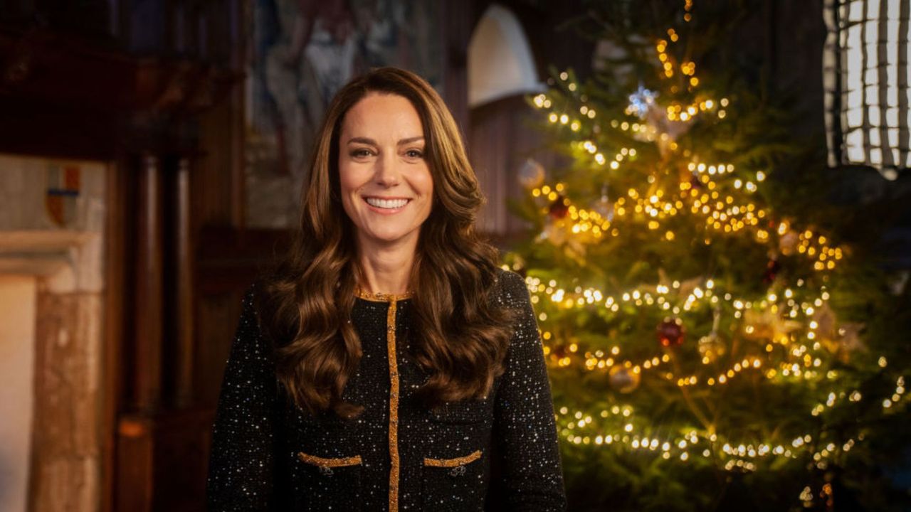 Kate Middleton in front of a Christmas Tree ahead of her Together At Christmas carol service 