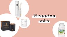 Best home fragrance graphic in pink – Skandinavisk candle, Yankee candle, Rituals reed diffuser and Noble Isle candle