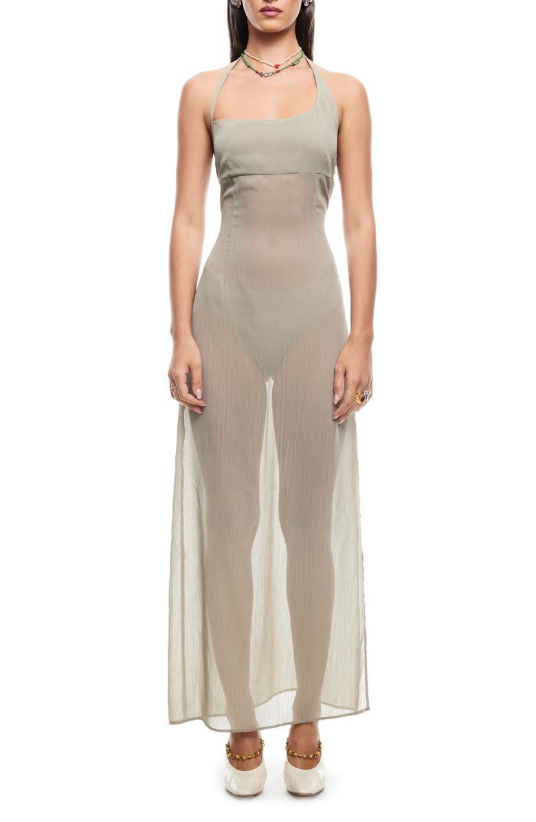 Driftwood Halter Neck Sheer Maxi Dress