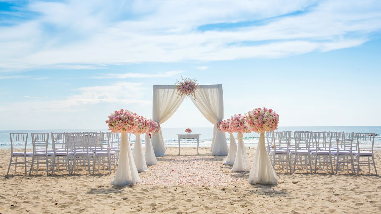 A wedding ceremony on the beach