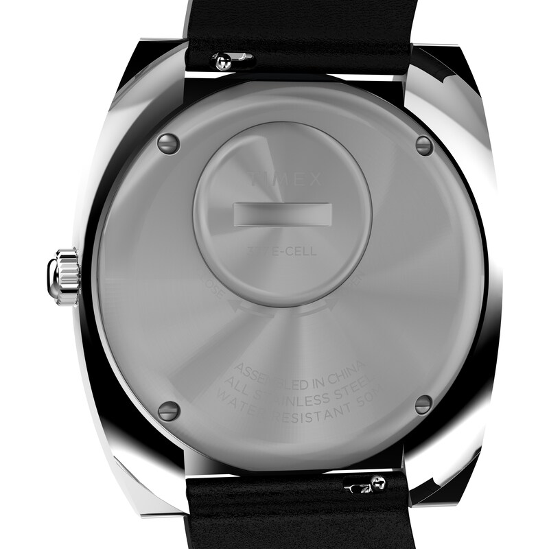 The Timex 1972 World Time from different angles in black