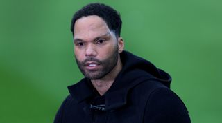 NEWCASTLE UPON TYNE, ENGLAND - JANUARY 13: Joleon Lescott, TNT Sports Pundit, looks on prior to the Premier League match between Newcastle United and Manchester City at St. James Park on January 13, 2024 in Newcastle upon Tyne, England. (Photo by Alex Livesey/Getty Images)