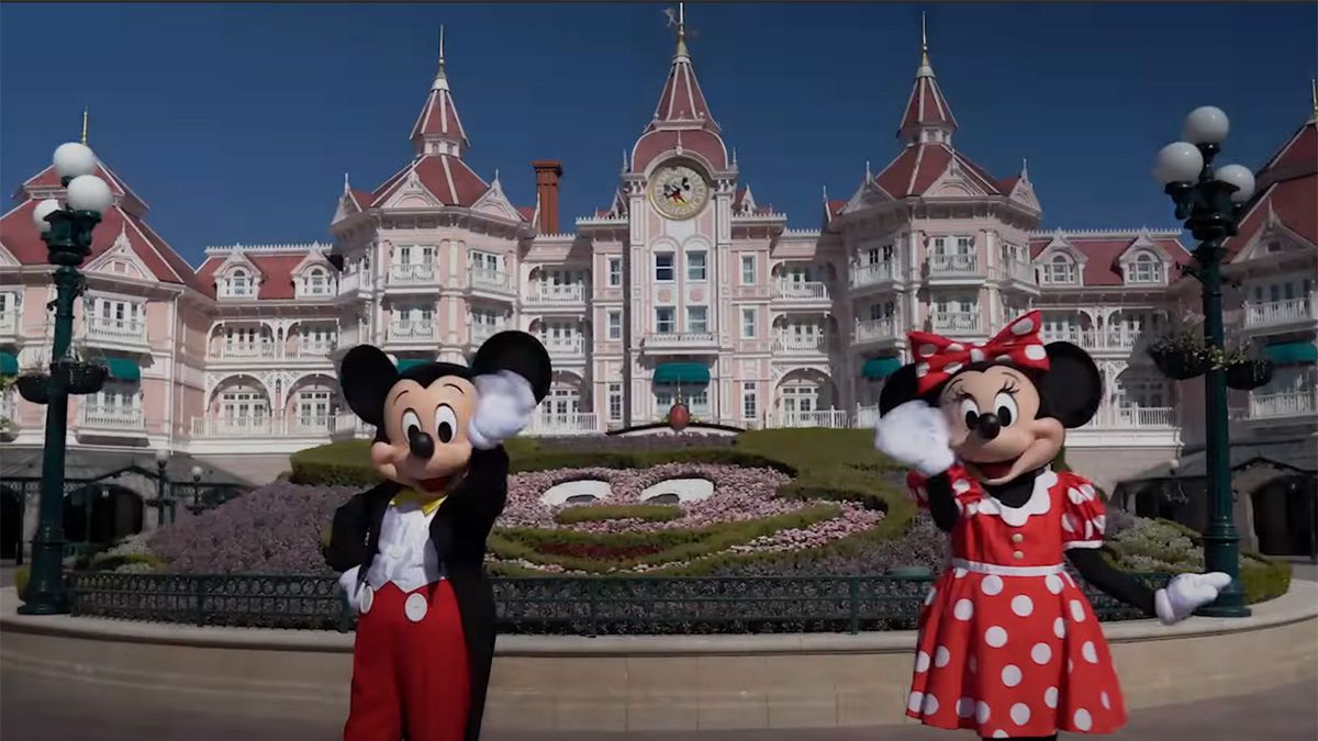 Screenshot of Disney Parks&#039; Welcome Back To Paris Disneyland video. 